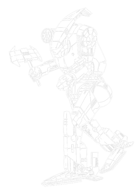 Illustration of an AXM-1N Axman BattleMech holding its five-tonne hatchet, showing the autocannon barrel and the shoulder-mounted laser cluster