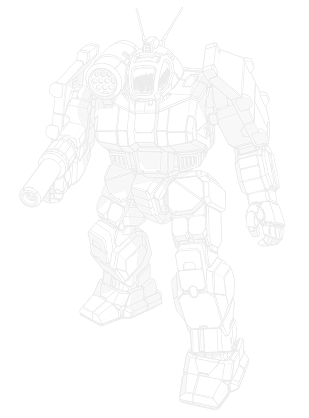 Illustration of a Griffin BattleMech, PPC in the right fist and the LRM drum over the right shoulder