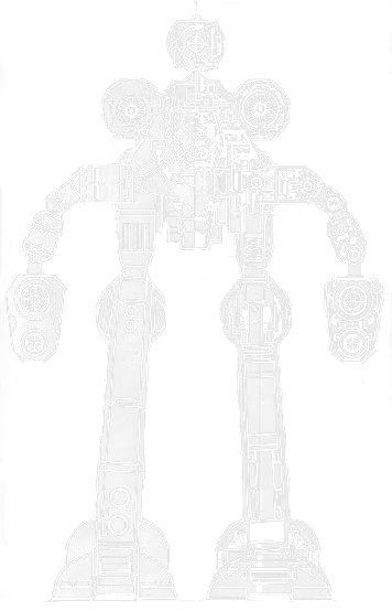 Front elevation schematic of a Marauder BattleMech, showing the arm-mounted PPC gauntlets and the cockpit slung beneath the torso