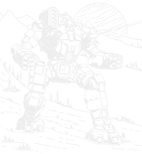 Illustration of an Ostroc BattleMech firing its large laser, showing two fully modelled hands and the SRM 4 launcher mounted upright on the right shoulder